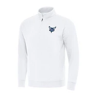Men's Antigua  White Charlotte Hornets Victory Quarter-Zip Mock Sweatshirt