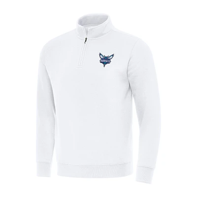 Men's Antigua  White Charlotte Hornets Victory Quarter-Zip Mock Sweatshirt