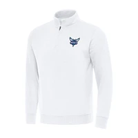 Men's Antigua  White Charlotte Hornets Victory Quarter-Zip Mock Sweatshirt
