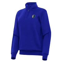 Women's Antigua Blue Dallas Mavericks Victory Quarter-Zip Sweatshirt