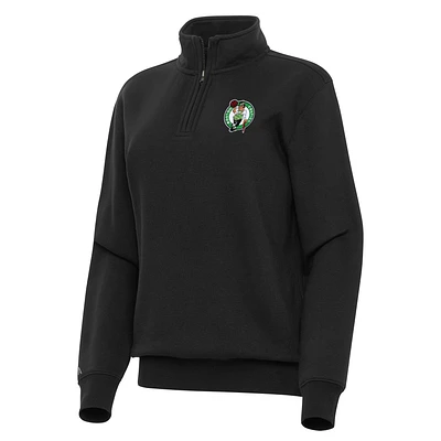 Women's Antigua Black Boston Celtics Victory Quarter-Zip Sweatshirt