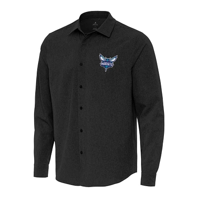 Men's Antigua Charlotte Hornets Exposure Woven Long Sleeve Button-Up Shirt