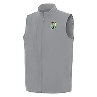 Men's Antigua Gray Boston Celtics Regard Full-Zip Vest