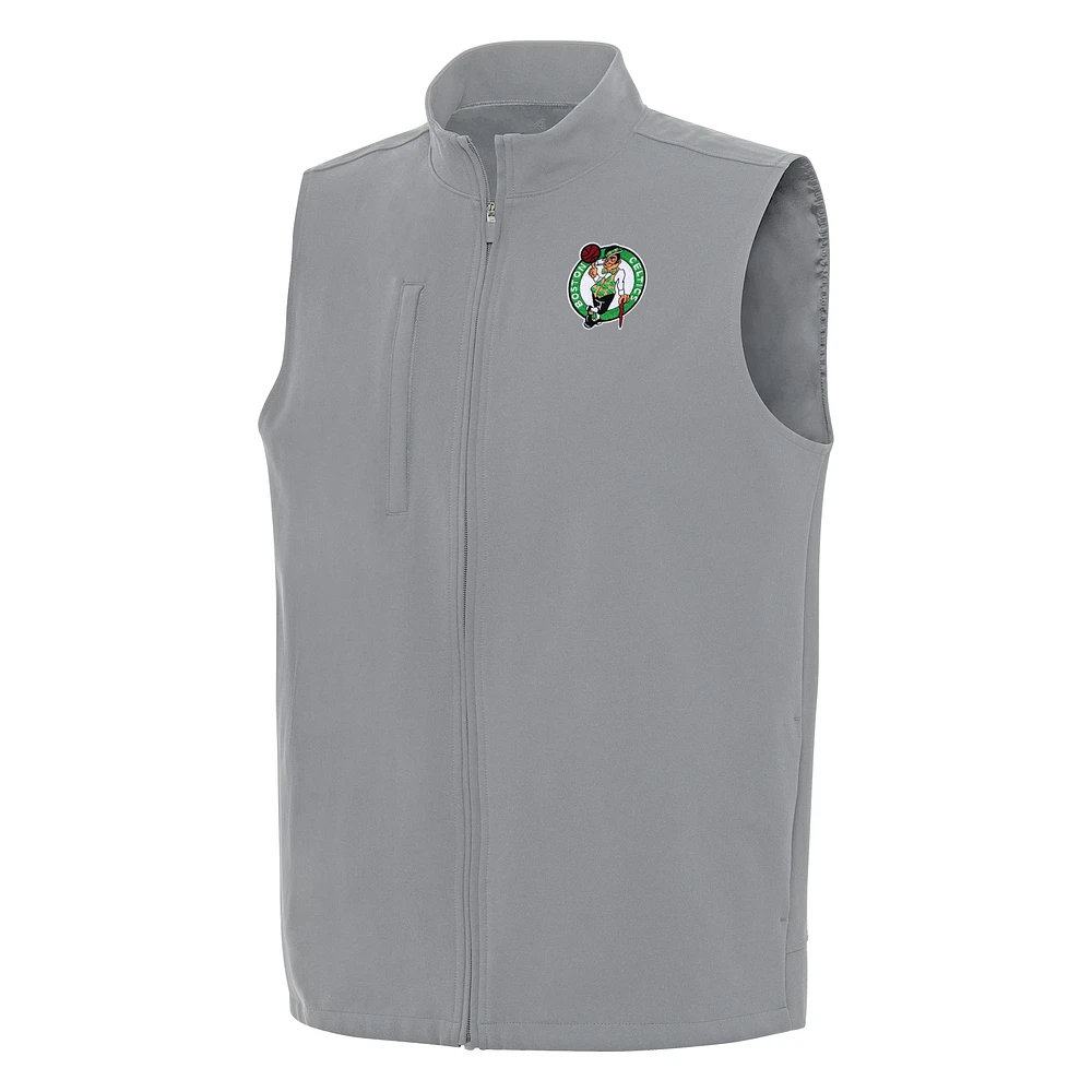 Men's Antigua Gray Boston Celtics Regard Full-Zip Vest