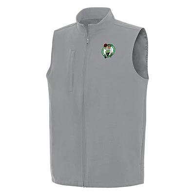 Men's Antigua Gray Boston Celtics Regard Full-Zip Vest