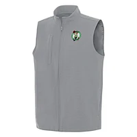 Men's Antigua Gray Boston Celtics Regard Full-Zip Vest