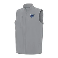 Men's Antigua Gray Charlotte Hornets Regard Full-Zip Vest