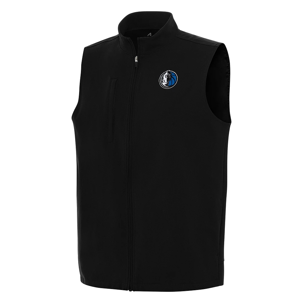 Men's Antigua Black Dallas Mavericks Regard Full-Zip Vest