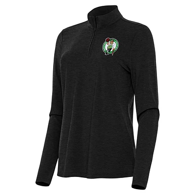 Women's Antigua  Heather Black Boston Celtics Bright Quarter-Zip Top