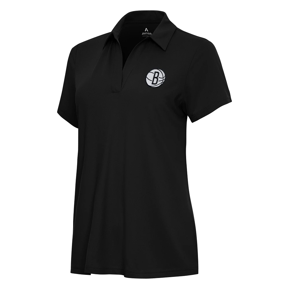 Women's Antigua Black Brooklyn Nets Era Polo