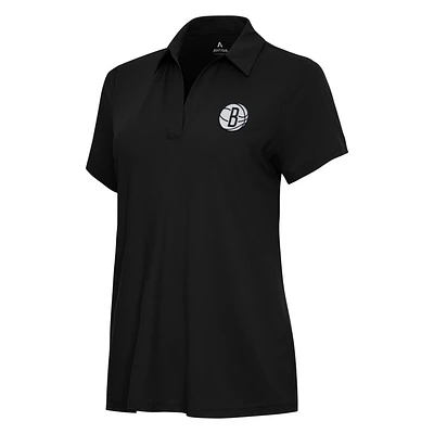 Women's Antigua Black Brooklyn Nets Era Polo