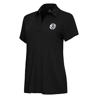 Women's Antigua Black Brooklyn Nets Era Polo