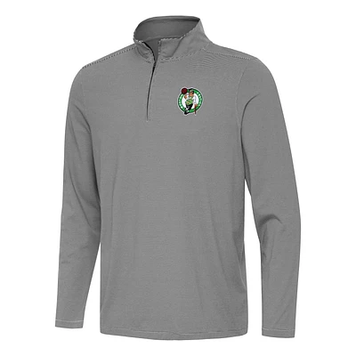 Men's Antigua  Black Boston Celtics Twine Quarter-Zip Top