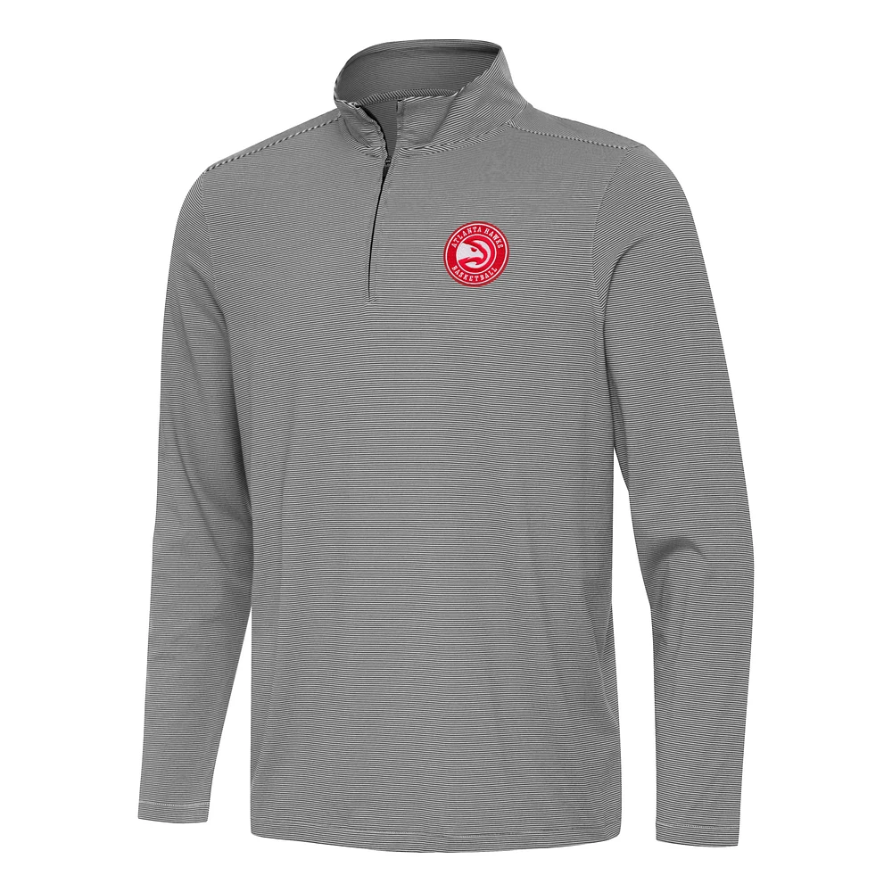 Men's Antigua Black Atlanta Hawks Twine Quarter-Zip Top