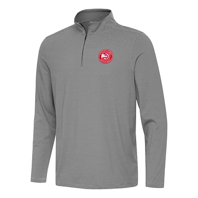 Men's Antigua  Black Atlanta Hawks Twine Quarter-Zip Top