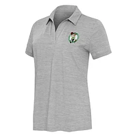 Women's  Antigua Heather Gray Boston Celtics Layout V-Neck Polo
