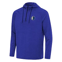 Men's Antigua Heather Blue Dallas Mavericks Spikes Raglan Quarter-Zip Hoodie