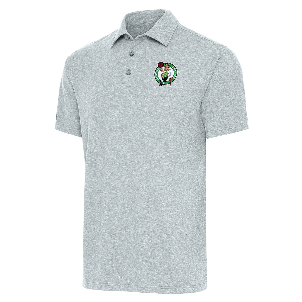 Men's Antigua Heather Gray Boston Celtics Big & Tall Par 3 Polo