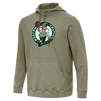Men's Antigua Heather Olive Boston Celtics Cloud Pullover Hoodie
