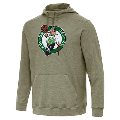 Men's Antigua Heather Olive Boston Celtics Cloud Pullover Hoodie