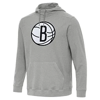Men's Antigua Heather Brooklyn Nets Cloud Pullover Hoodie