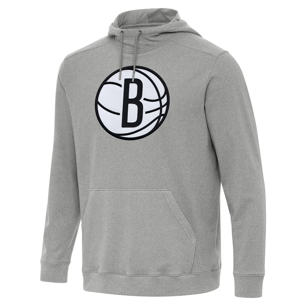 Men's Antigua Heather Brooklyn Nets Cloud Pullover Hoodie