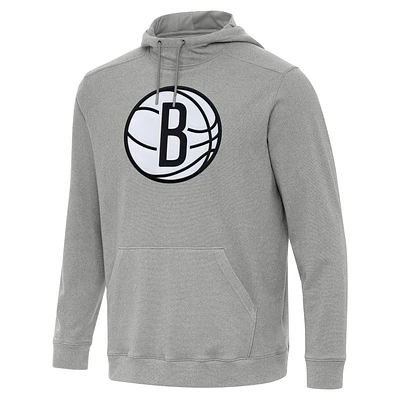 Men's Antigua Heather Brooklyn Nets Cloud Pullover Hoodie