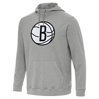Men's Antigua Heather Brooklyn Nets Cloud Pullover Hoodie