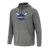 Men's Antigua Heather Black Charlotte Hornets Cloud Pullover Hoodie