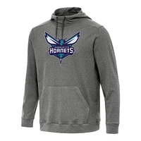 Men's Antigua Heather Black Charlotte Hornets Cloud Pullover Hoodie