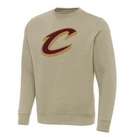 Men's Antigua Khaki Cleveland Cavaliers Victory Crewneck Pullover Sweatshirt