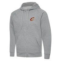 Men's Antigua Heather Gray Cleveland Cavaliers Big & Tall Victory Full-Zip Hoodie Jacket