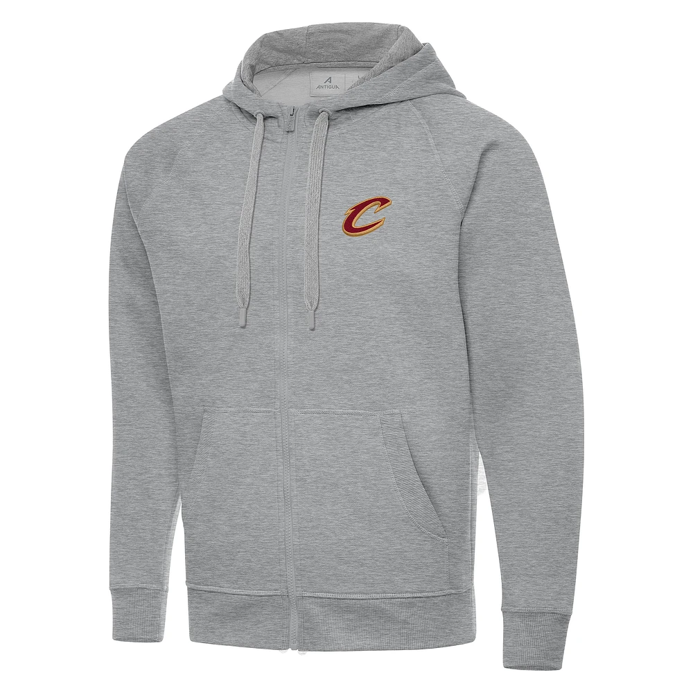 Men's Antigua Heather Gray Cleveland Cavaliers Big & Tall Victory Full-Zip Hoodie Jacket