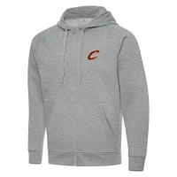Men's Antigua Heather Gray Cleveland Cavaliers Big & Tall Victory Full-Zip Hoodie Jacket