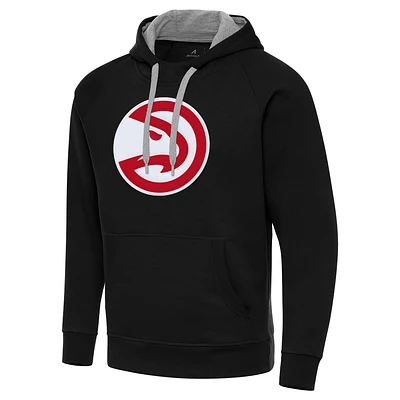 Men's Antigua Black Atlanta Hawks Big & Tall Victory Raglan Pullover Hoodie