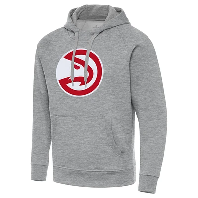 Men's Antigua Heather Gray Atlanta Hawks Big & Tall Victory Raglan Pullover Hoodie