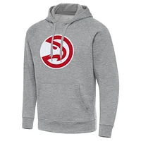Men's Antigua Heather Gray Atlanta Hawks Big & Tall Victory Raglan Pullover Hoodie