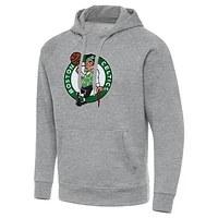 Men's Antigua Heather Gray Boston Celtics Big & Tall Victory Raglan Pullover Hoodie