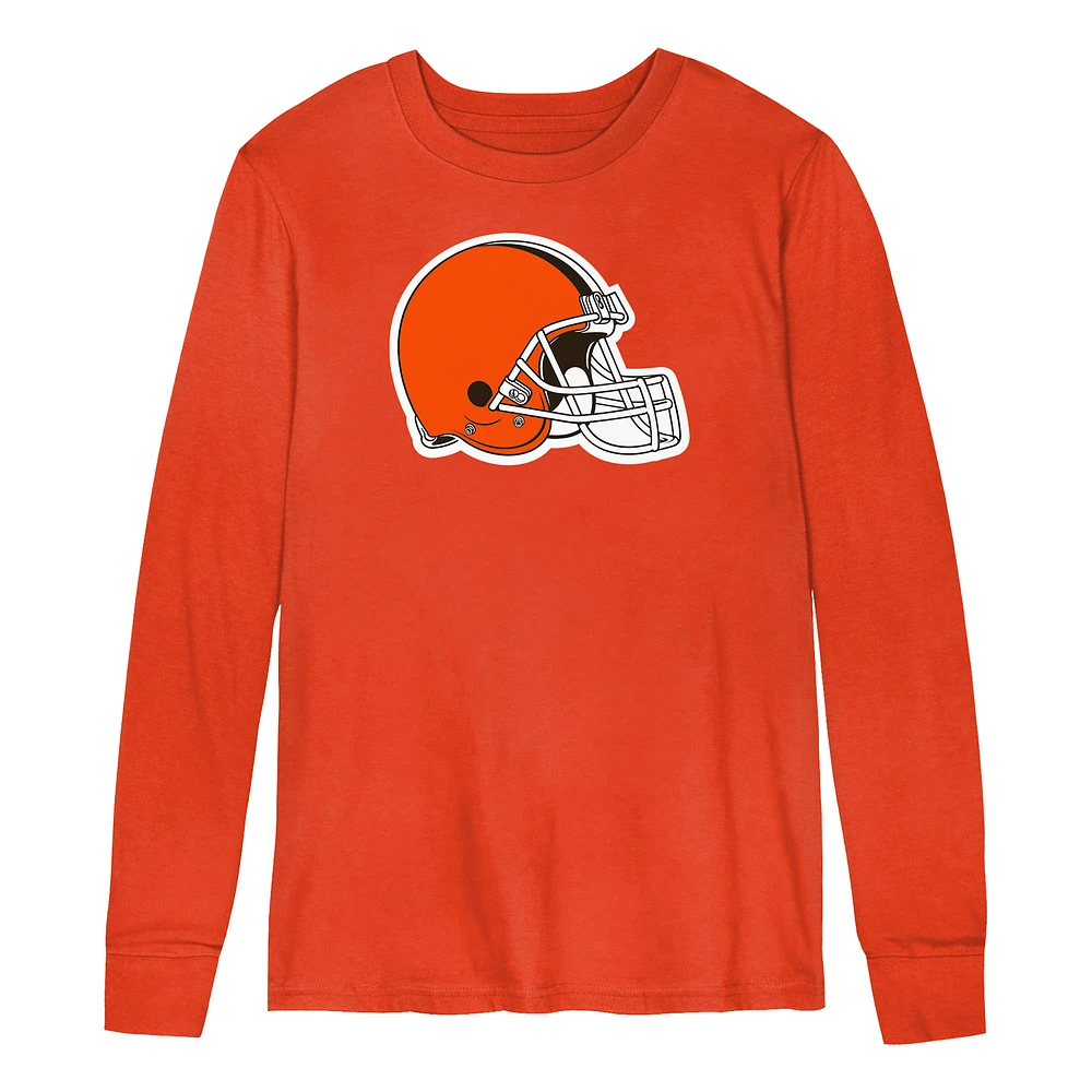 Youth  Orange Cleveland Browns Primary Logo Long Sleeve T-Shirt