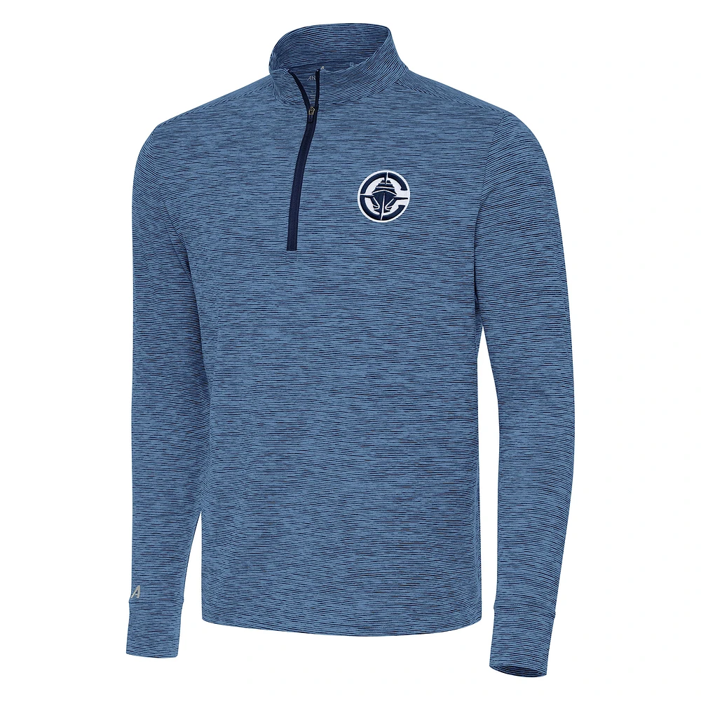 Men's Antigua Heather Navy LA Clippers Cause Quarter-Zip Top