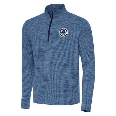 Men's Antigua Heather Navy LA Clippers Cause Quarter-Zip Top