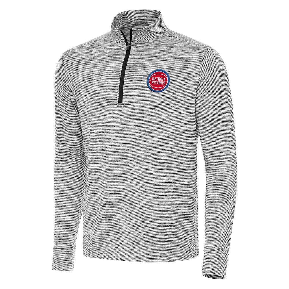 Men's Antigua Black Detroit Pistons Cause Quarter-Zip Top