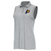 Women's Antigua  Heather Gray Indiana Pacers Recap Sleeveless Polo