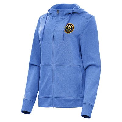 Women's Antigua Heather Blue Denver Nuggets Seeker Full-Zip Hoodie Jacket