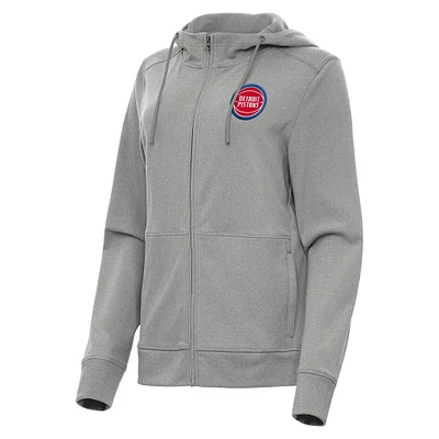 Women's Antigua Heather Detroit Pistons Seeker Full-Zip Hoodie Jacket