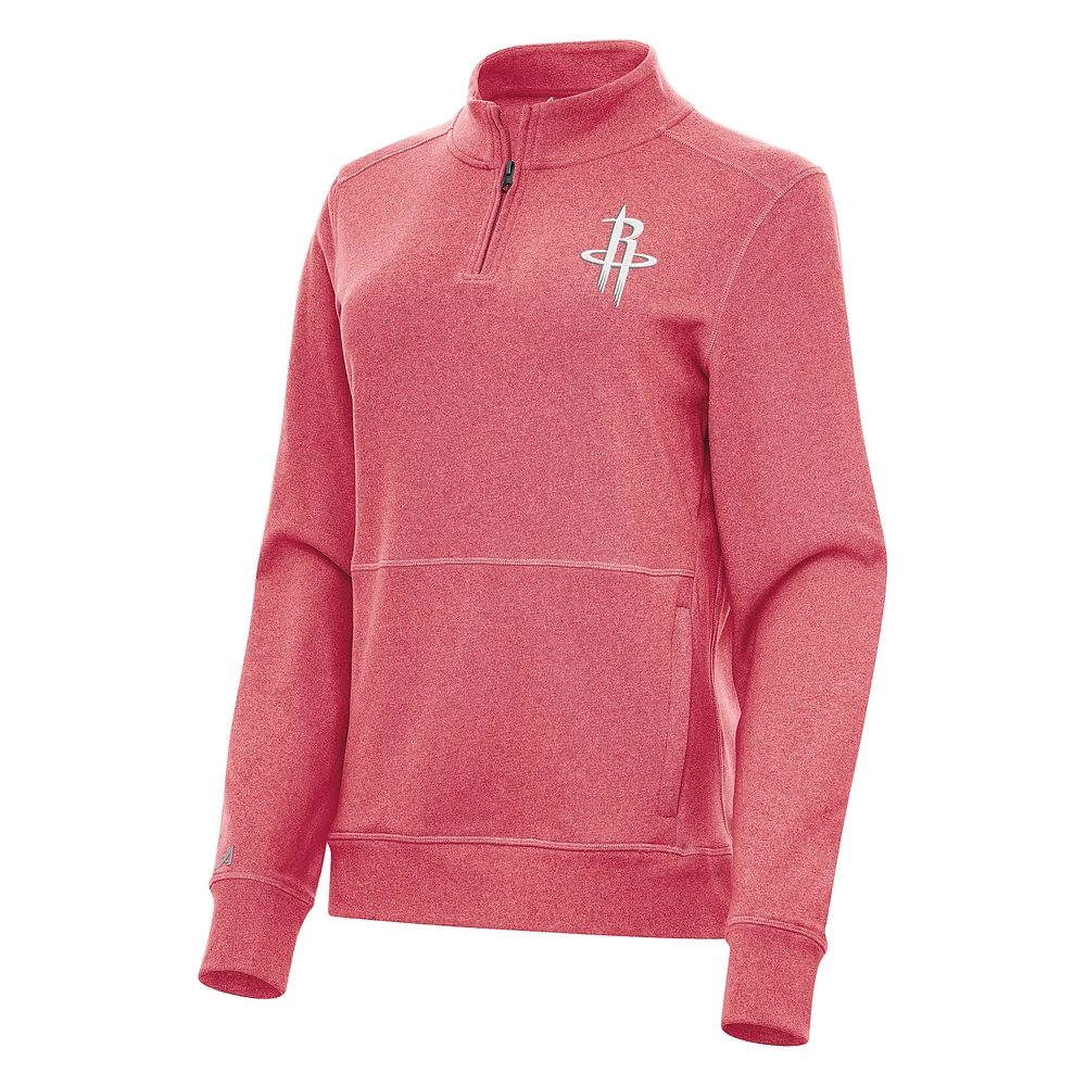 Women's Antigua Heather Houston Rockets Crush Quarter-Zip Fleece Sweatshirt