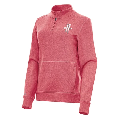 Women's Antigua Heather Houston Rockets Crush Quarter-Zip Fleece Sweatshirt