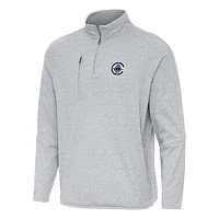 Men's Antigua Heather Gray LA Clippers Certain Quarter-Zip Tri-Blend Sweatshirt