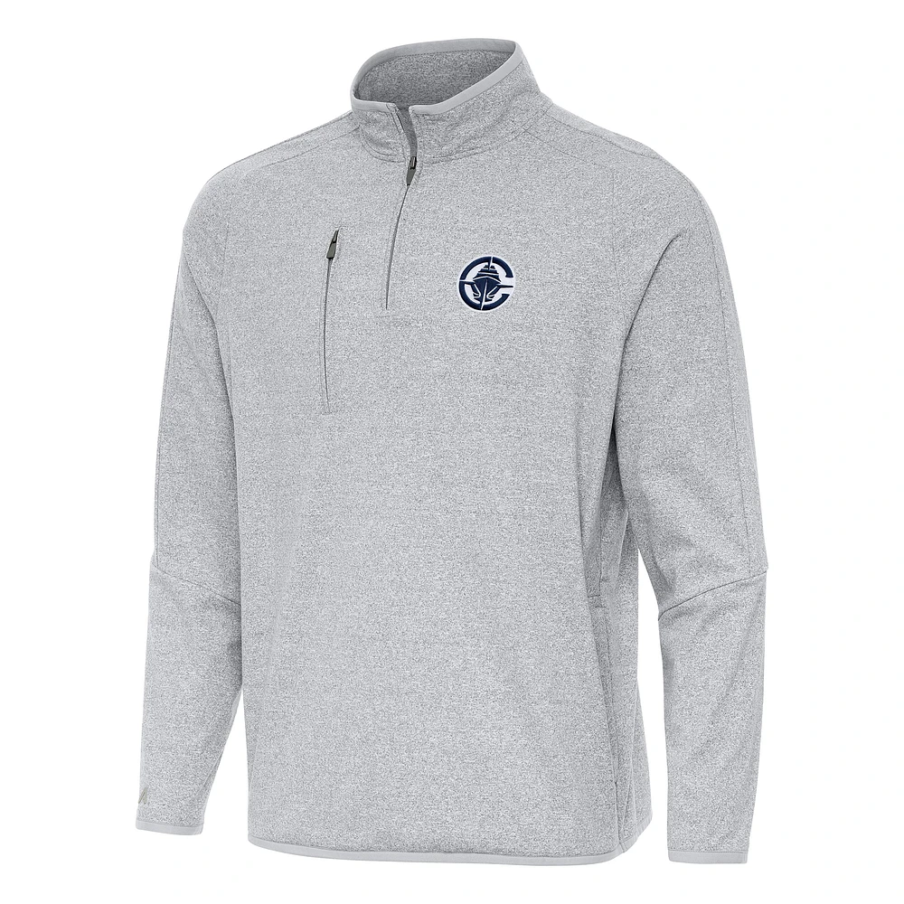 Men's Antigua Heather Gray LA Clippers Certain Quarter-Zip Tri-Blend Sweatshirt