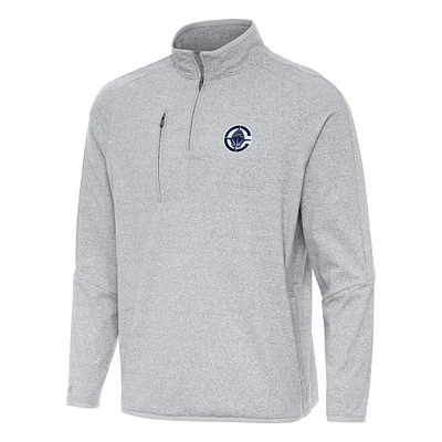 Men's Antigua Heather Gray LA Clippers Certain Quarter-Zip Tri-Blend Sweatshirt